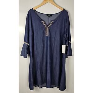 Naif dress dark blue flare sleeve womens size 3X